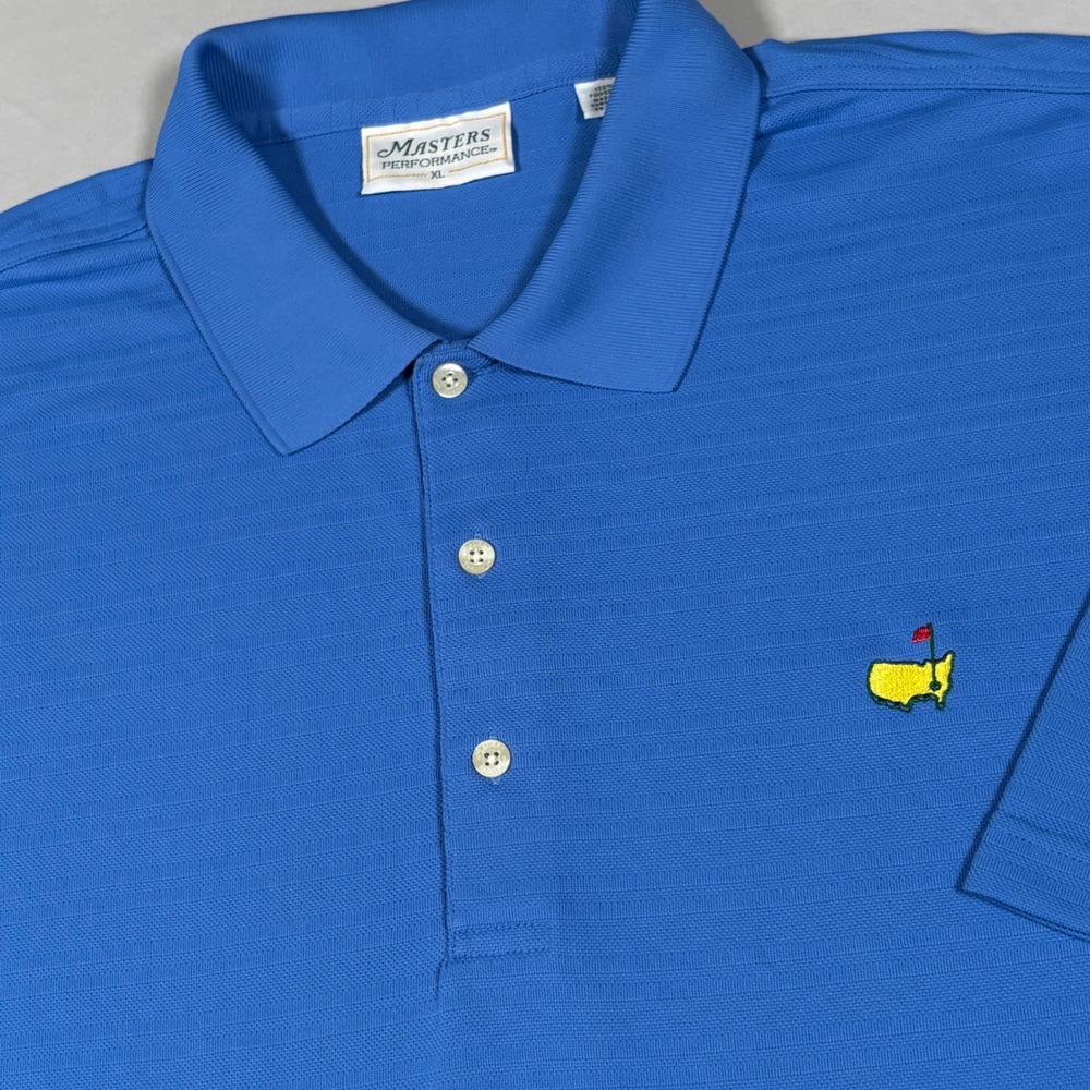 Masters Performance Golf Polo Shirt Mens XL Blue Striped Augusta National Tech